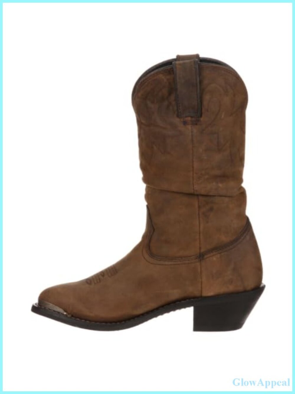 Full-Grain Leather Western Boot with Pointed Toe, Mid-Calf Equestrian Style